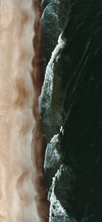 sea from above, waves Wallpaper 1080x2340