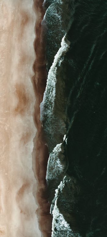 sea from above, waves Wallpaper 1440x3200