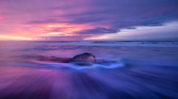 sea, sunset, waves Wallpaper 1600x900