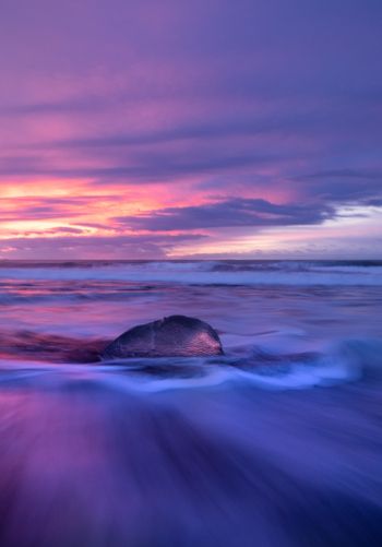 sea, sunset, waves Wallpaper 1668x2388
