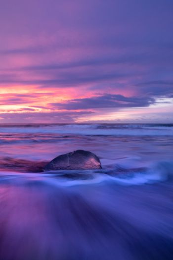 sea, sunset, waves Wallpaper 640x960