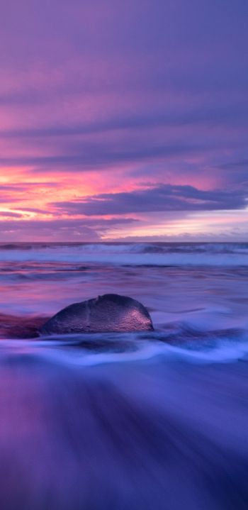 sea, sunset, waves Wallpaper 1440x2960