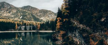 lake in the mountains, resting place Wallpaper 3440x1440