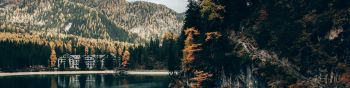 lake in the mountains, resting place Wallpaper 1590x400