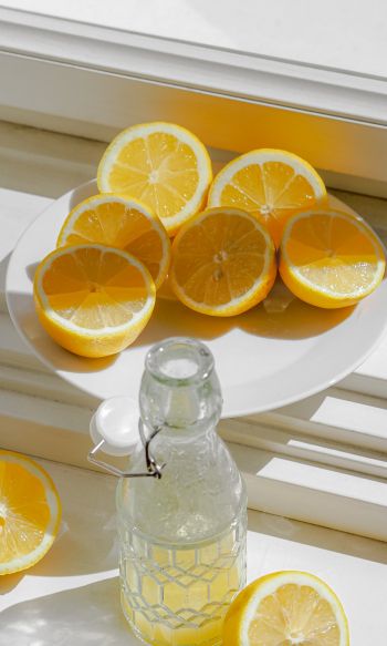 bottle, lemons Wallpaper 1200x2000