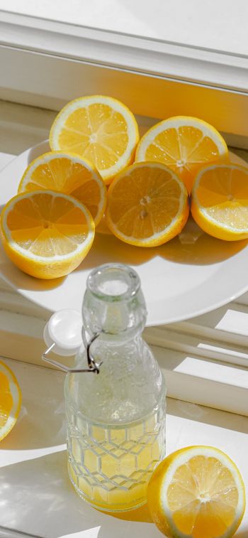 bottle, lemons Wallpaper 1125x2436