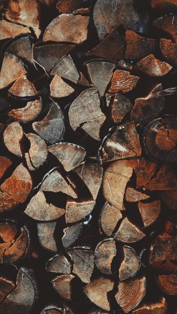 Обои 640x1136 дрова, древесина