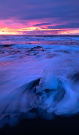 sea, waves, sunset Wallpaper 600x1024