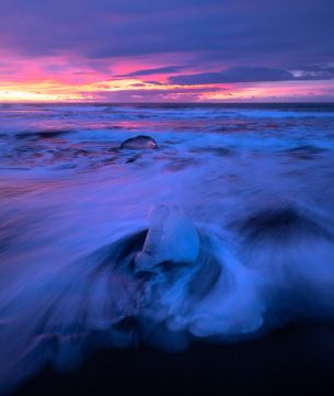 sea, waves, sunset Wallpaper 3264x3872