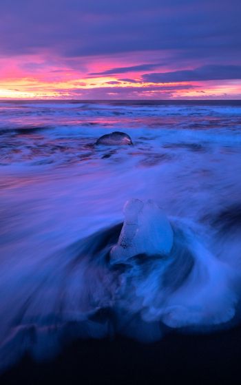 sea, waves, sunset Wallpaper 1752x2800