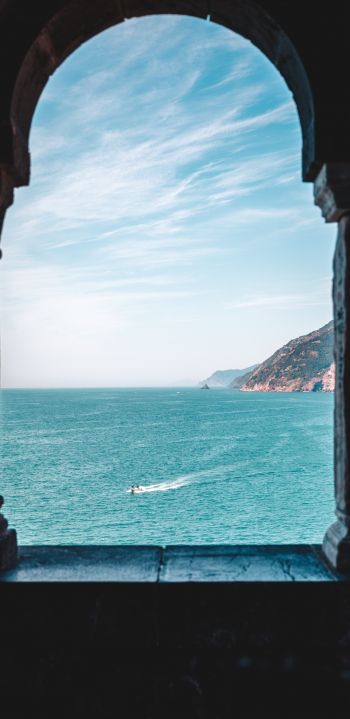 Portovenere, SP, Italy, sea view Wallpaper 1440x2960