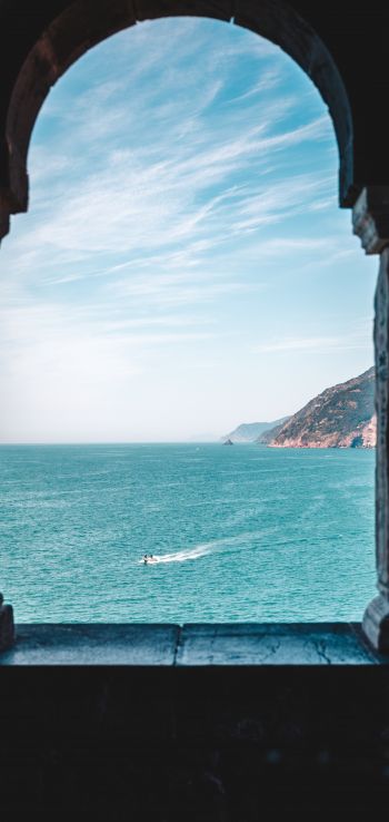 Portovenere, SP, Italy, sea view Wallpaper 1440x3040