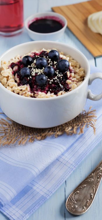 breakfast, porridge, food Wallpaper 828x1792