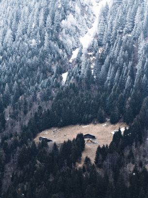 mountain, descent, house in the gars Wallpaper 1668x2224