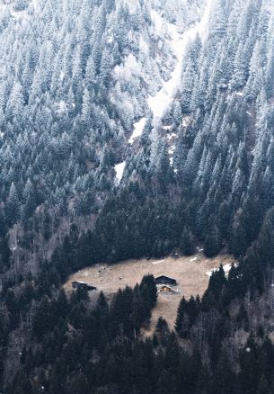 mountain, descent, house in the gars Wallpaper 1640x2360