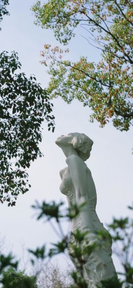 statue, trees Wallpaper 1080x2340