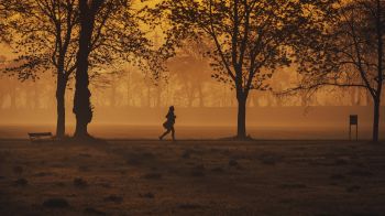 in yellow haze, running man Wallpaper 1600x900