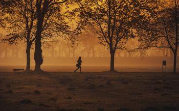 in yellow haze, running man Wallpaper 2560x1600