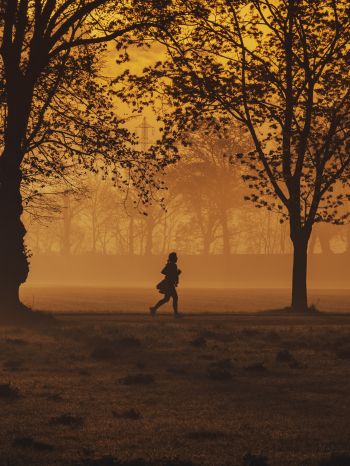 in yellow haze, running man Wallpaper 2048x2732