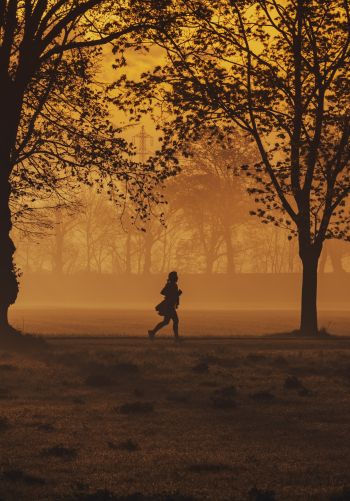 in yellow haze, running man Wallpaper 1668x2388