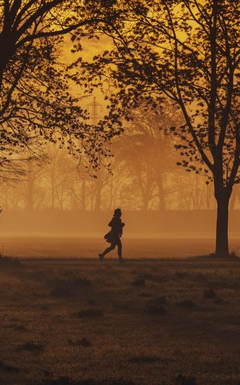 in yellow haze, running man Wallpaper 1600x2560