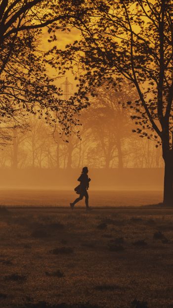 in yellow haze, running man Wallpaper 640x1136