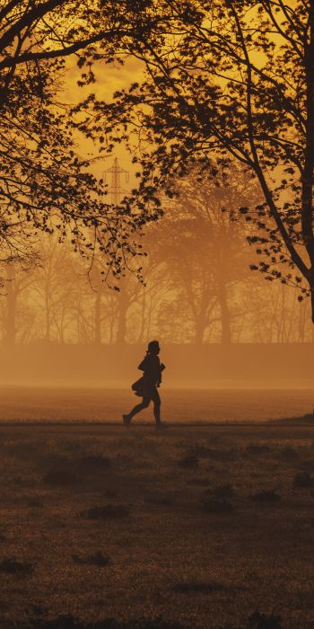 in yellow haze, running man Wallpaper 720x1440