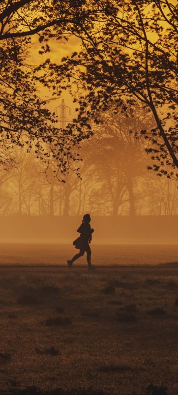 in yellow haze, running man Wallpaper 1080x2400