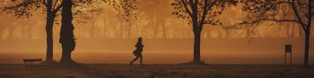 in yellow haze, running man Wallpaper 1590x400