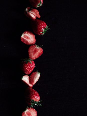 strawberry, berry, black wallpaper Wallpaper 2048x2732