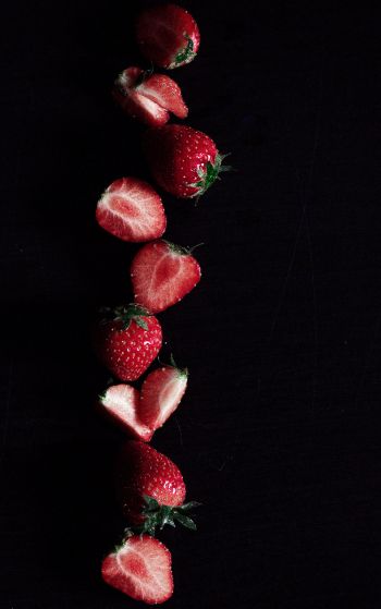 strawberry, berry, black wallpaper Wallpaper 1752x2800