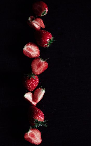 strawberry, berry, black wallpaper Wallpaper 800x1280