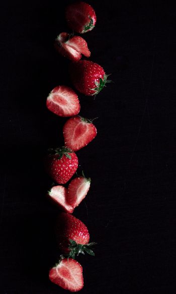 strawberry, berry, black wallpaper Wallpaper 1200x2000