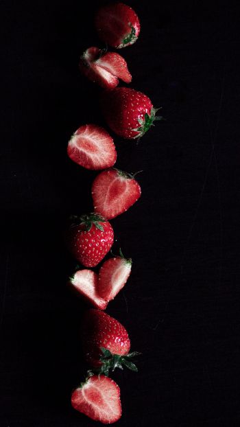 strawberry, berry, black wallpaper Wallpaper 2160x3840