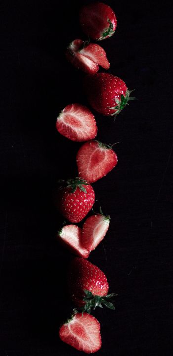 strawberry, berry, black wallpaper Wallpaper 1440x2960