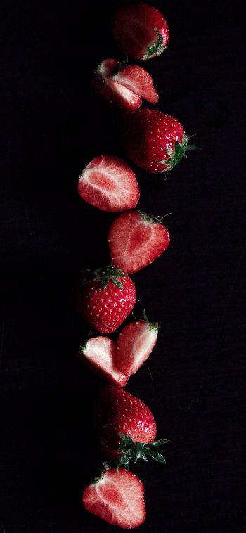 strawberry, berry, black wallpaper Wallpaper 1080x2340