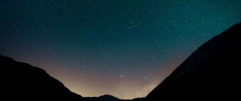 starry sky, mountains Wallpaper 2560x1080