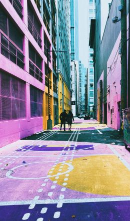 city street, colorful walls Wallpaper 600x1024