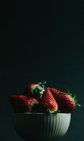 strawberry, berry, black wallpaper Wallpaper 1200x2000