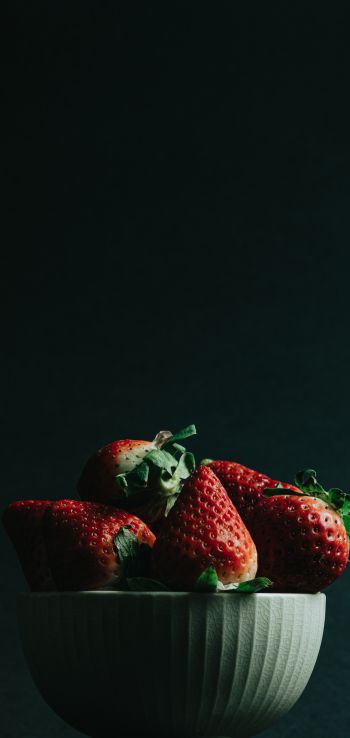 strawberry, berry, black wallpaper Wallpaper 1440x3040