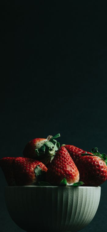 strawberry, berry, black wallpaper Wallpaper 1284x2778