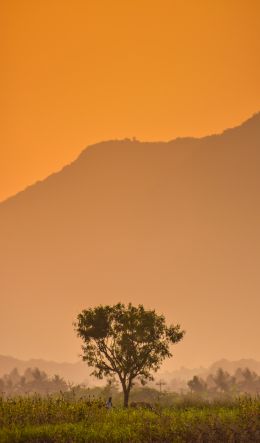 orange sky, mountain Wallpaper 600x1024