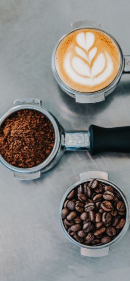 coffee, coffee beans, ground coffee Wallpaper 1080x2340