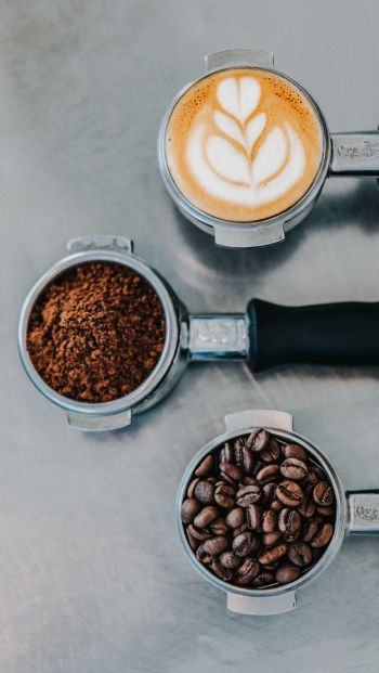 coffee, coffee beans, ground coffee Wallpaper 640x1136