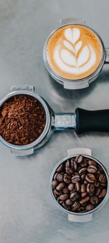 coffee, coffee beans, ground coffee Wallpaper 1080x2400
