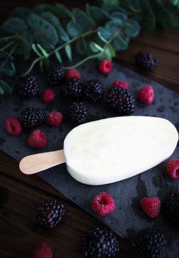 raspberries, blackberry, ice cream Wallpaper 1640x2360