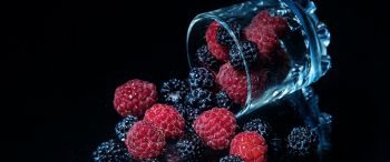 blackberry, raspberries, berry Wallpaper 3440x1440