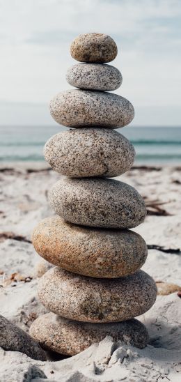 stones, on the beach Wallpaper 1440x3040