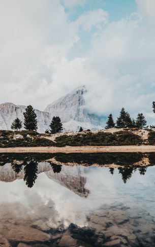 mountains, reflection in the lake Wallpaper 1752x2800