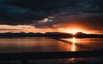 sunset, sea, pier Wallpaper 2560x1600
